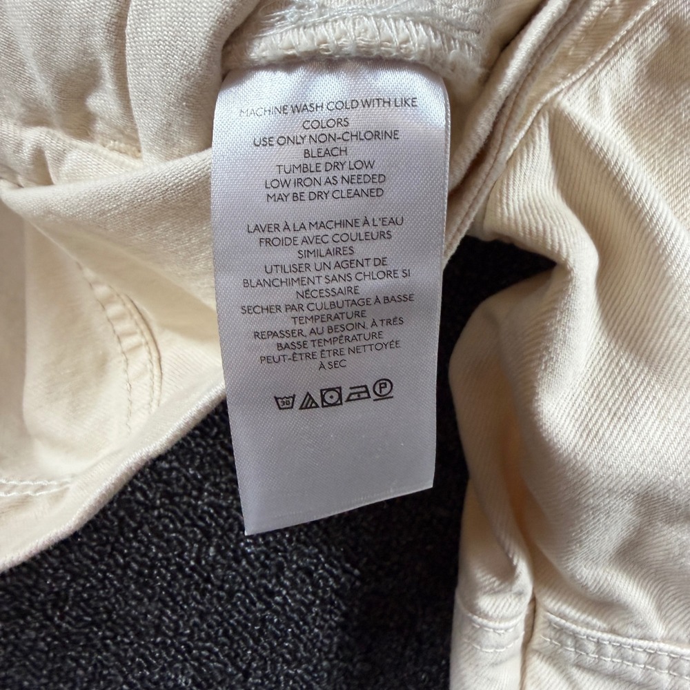 We‎ The Free Cream Denim Jacket Women's S Oversized Trucker Jean Coastal Utility - Picture 7 of 8